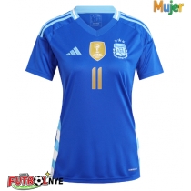 Camiseta Argentina Angel Di Maria #11 Visitante Equipación para mujer Copa America 2024 manga corta